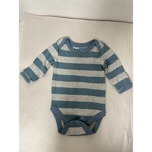 Pact Long Sleeve Baby Boy Bodysuit 0-3m Blue/gray‎ Striped Organic Cotton